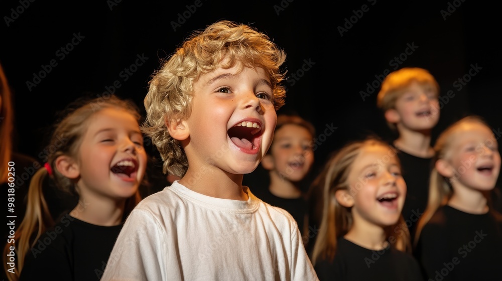 Happy Children Singing in a Choir Happy Children Singing in a Choir