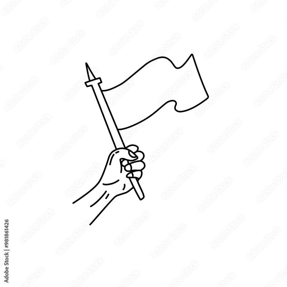 line art of hands holding flag line art of hands holding flag