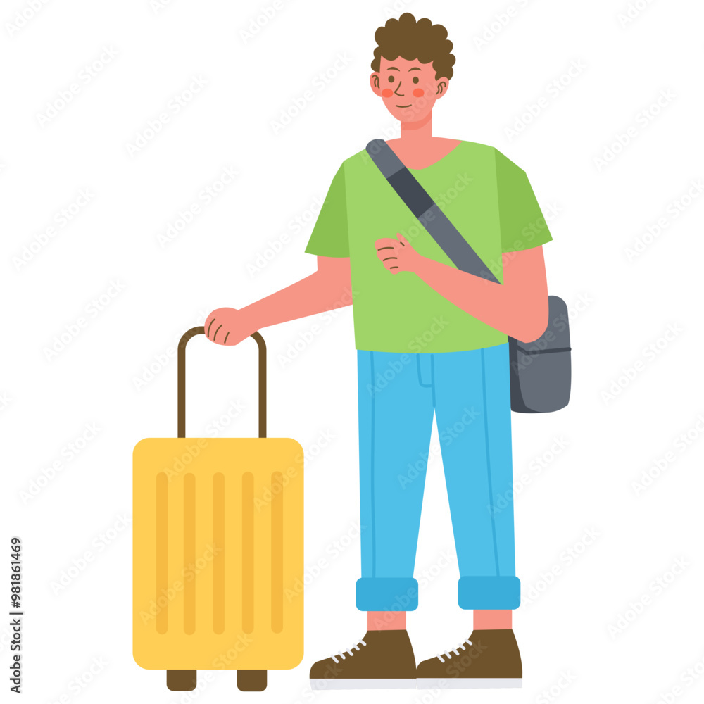Tourist and Traveler Illustration with Cartoon Style. Vector Character Design Tourist and Traveler Illustration with Cartoon Style. Vector Character Design