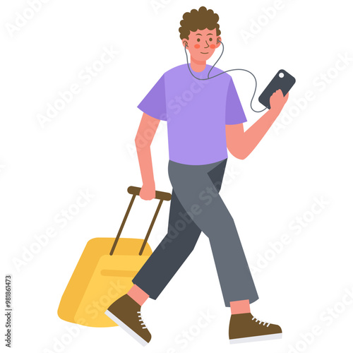 Tourist and Traveler Illustration with Cartoon Style. Vector Character Design