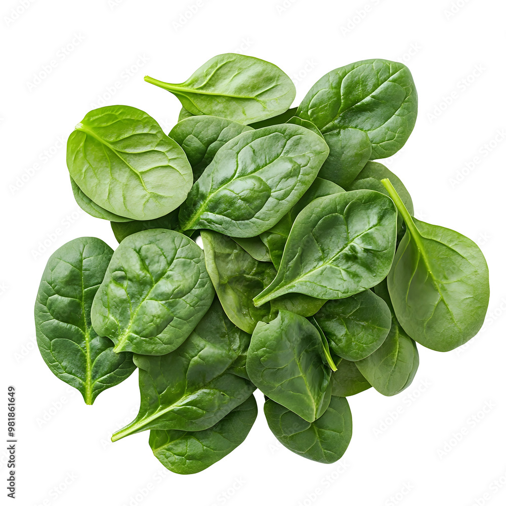 Fototapeta premium Close-up Shot of Fresh Green Spinach Leaves on Clean White Background