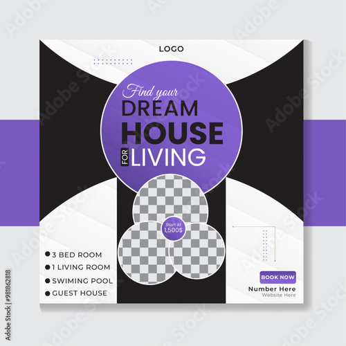 Real estate social media post banner template For digital marketing. with elegant, abstract, Business