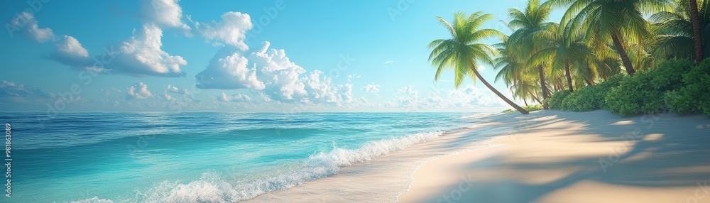 Tropical Beach Paradise with Palm Trees and Blue Ocean Tropical Beach Paradise with Palm Trees and Blue Ocean