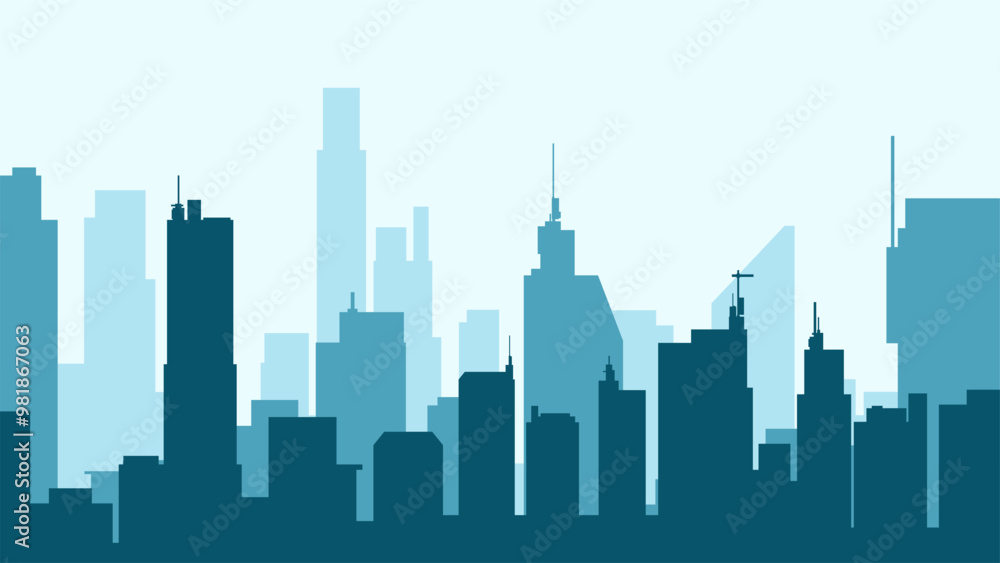 Landscape illustration of cityscape and skyline buildings Landscape illustration of cityscape and skyline buildings