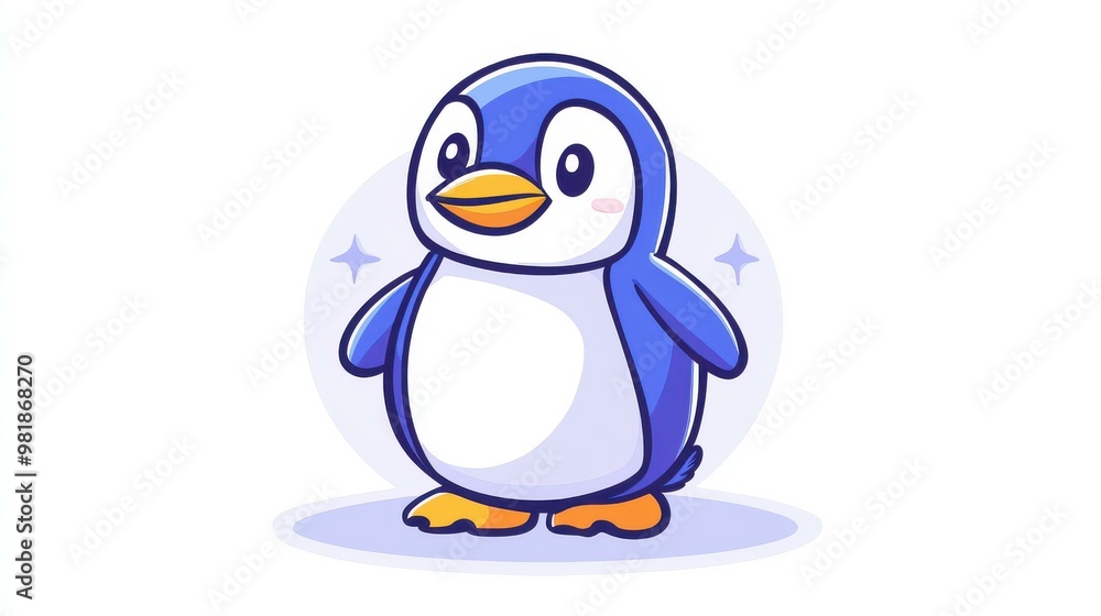 Obraz premium A fun, colorful penguin design perfect for tshirts and apps, bringing a whimsical touch to your style and projects