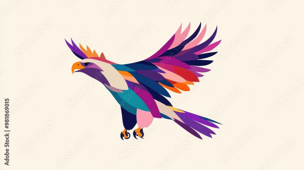 Obraz premium Vibrant eagle soaring high, a perfect blend of nature and art. Ideal for wildlife and freedomthemed designs.