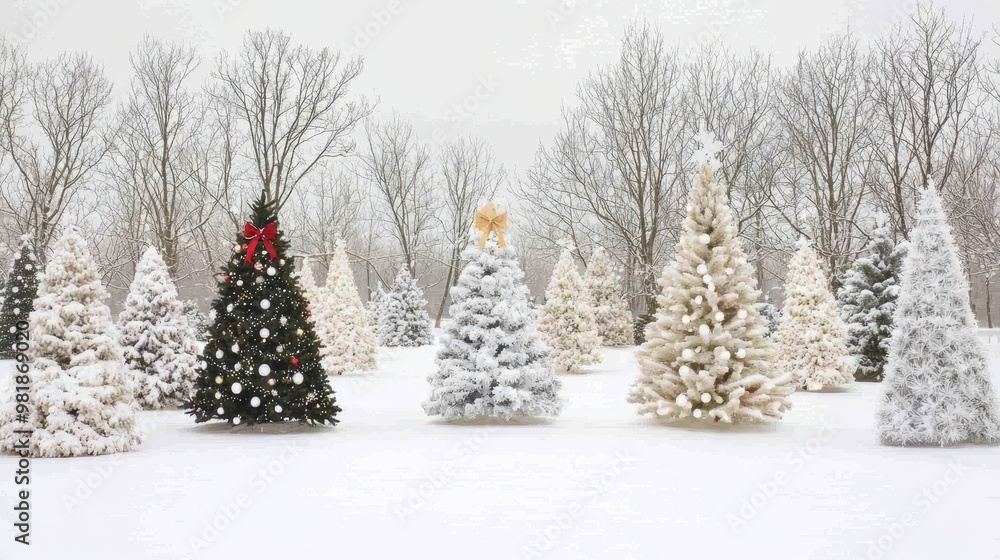 Fototapeta premium Christmas Trees in a Snowy Forest