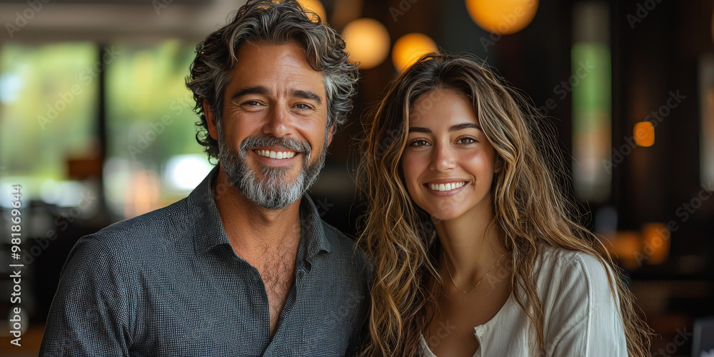 Smiling man and woman, a couple, portrait. Smiling man and woman, a couple, portrait.