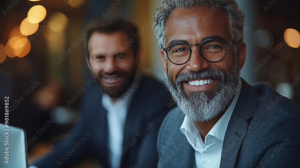 Smiling businessman in a suit and glasses Smiling businessman in a suit and glasses