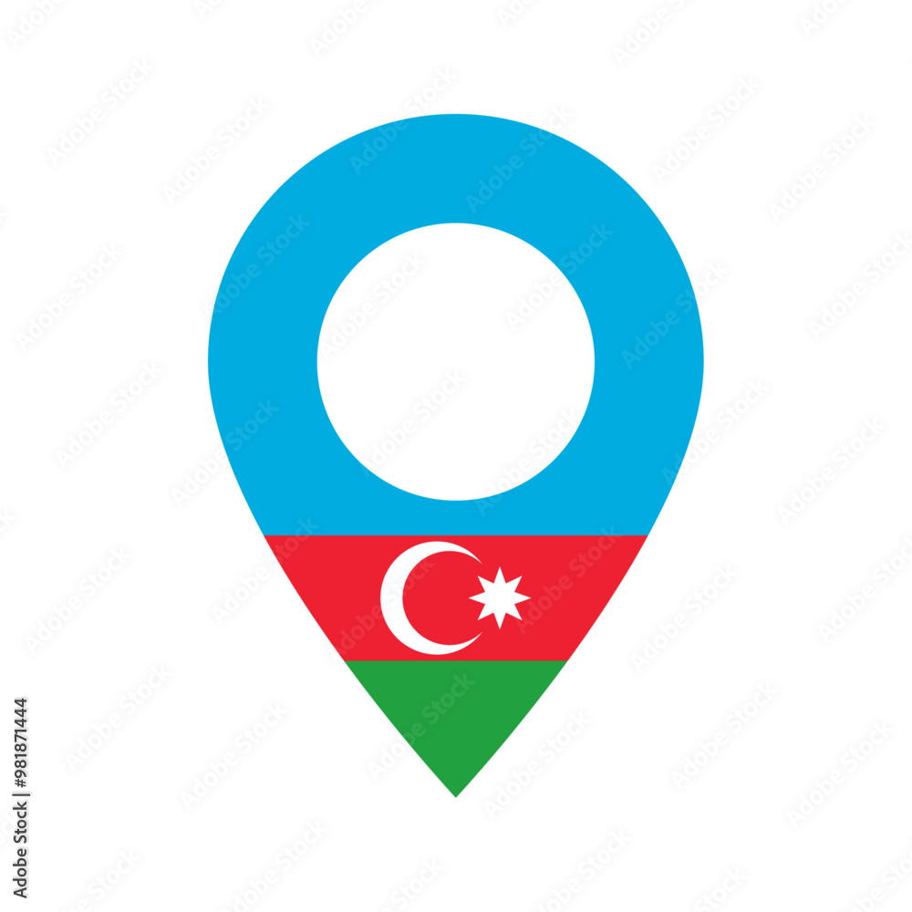 Fototapeta premium Azerbaijan flag location icon