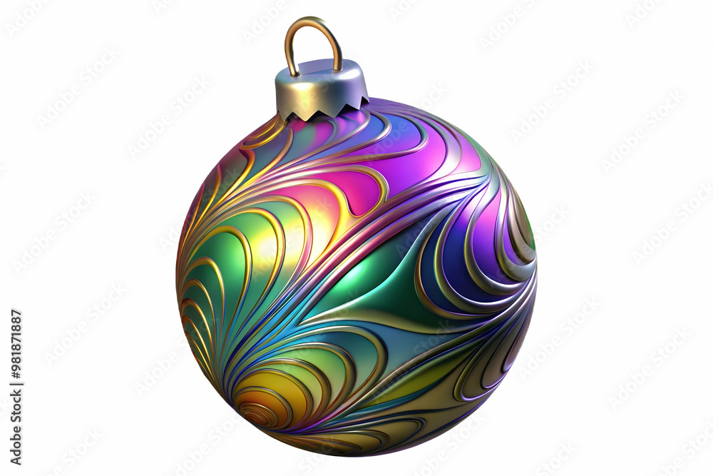 Holographic Christmas Bauble with Intricate Patterns: Vibrant, Reflective Holiday Ornament for Joyful New Year 2025 Celebrations Holographic Christmas Bauble with Intricate Patterns: Vibrant, Reflective Holiday Ornament for Joyful New Year 2025 Celebrations