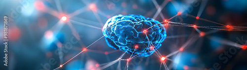 Neuro Linked Campaign Strategy Mapping: A 3D Brain Network Overview of Interconnected Campaign Elements with Data Points on White Background photo