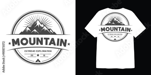 Mountain adventure mockup vector vintage retro design