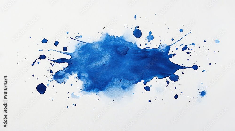 Obraz premium Abstract blue watercolor splatter on white background.