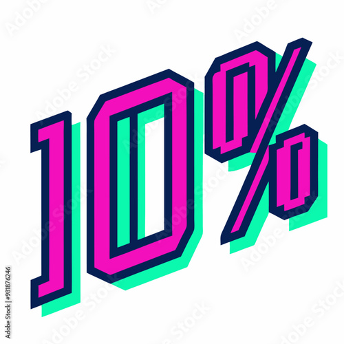 Bold Retro 10% Graphic in Vibrant Pink and Green with Modern Design
