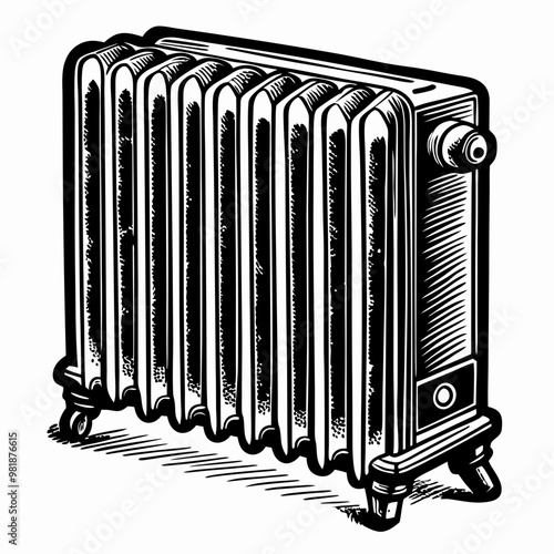 Vintage Cast Iron Radiator Illustration Classic Home Heating Design