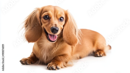 Happy Dachshund Dog With Long Ears Isolated On White