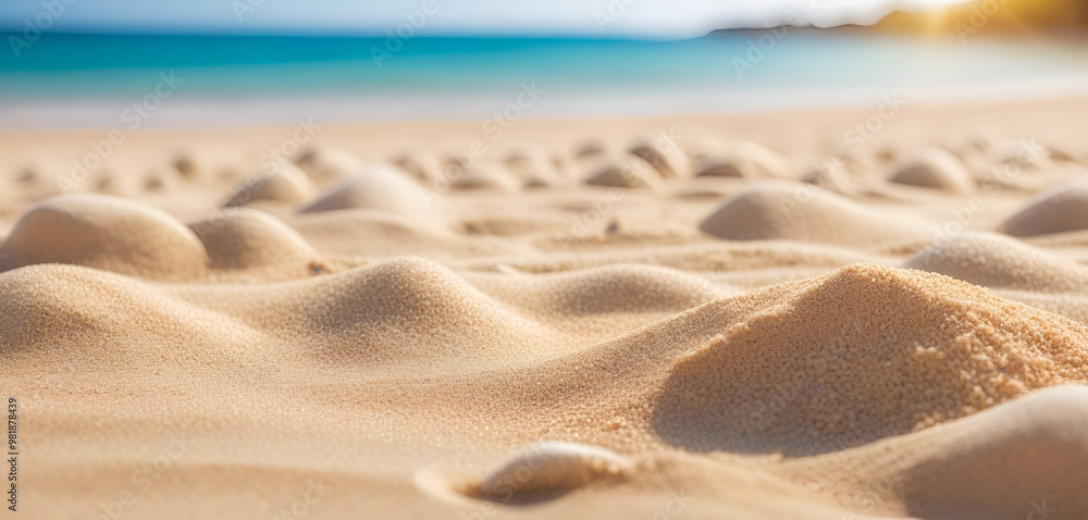Sand beach of sunny day with bokeh blur background. Generated by AI Sand beach of sunny day with bokeh blur background. Generated by AI