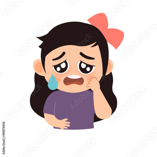 Cute little girl crying illustration