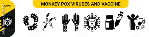 monkey pox icon bundle viruses, vaccine and immune . vector icon simple