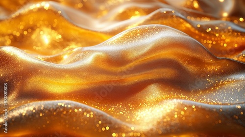 Golden Shimmering Fabric with Subtle Light Reflections