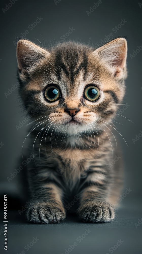 Curious Kitten: A tiny tabby kitten with wide, curious eyes sits front and center, ready to explore the world. Its soft fur and adorable expression melt hearts. Curious Kitten: A tiny tabby kitten with wide, curious eyes sits front and center, ready to explore the world. Its soft fur and adorable expression melt hearts.