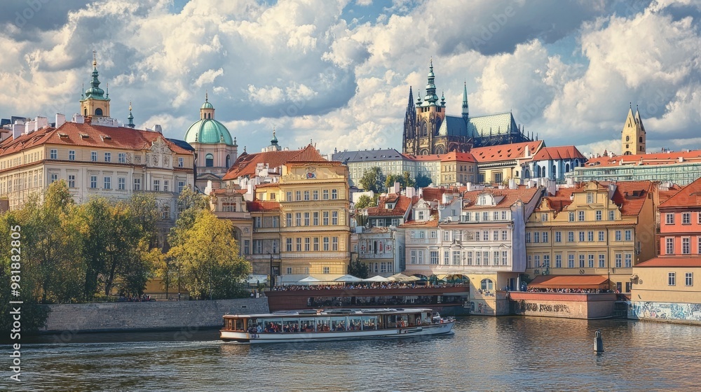 Obraz premium View from Charles Bridge to Prague.