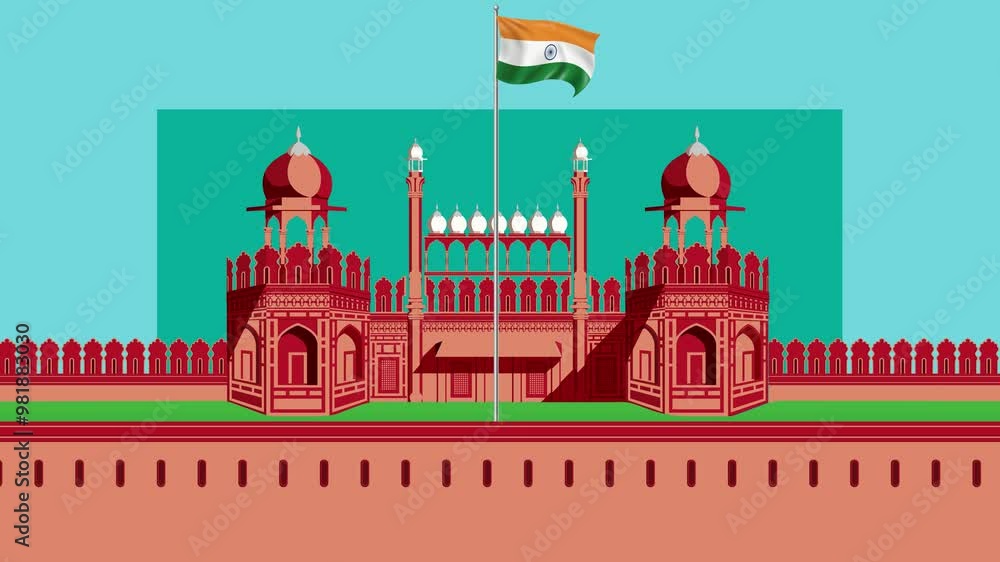 Happy Republic Day and happy Independence Day, Red Fort and flying Indian flag.mp4 Happy Republic Day and happy Independence Day, Red Fort and flying Indian flag.mp4