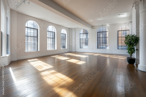 Blank Canvas Empty Room Bathed in Light with White Walls