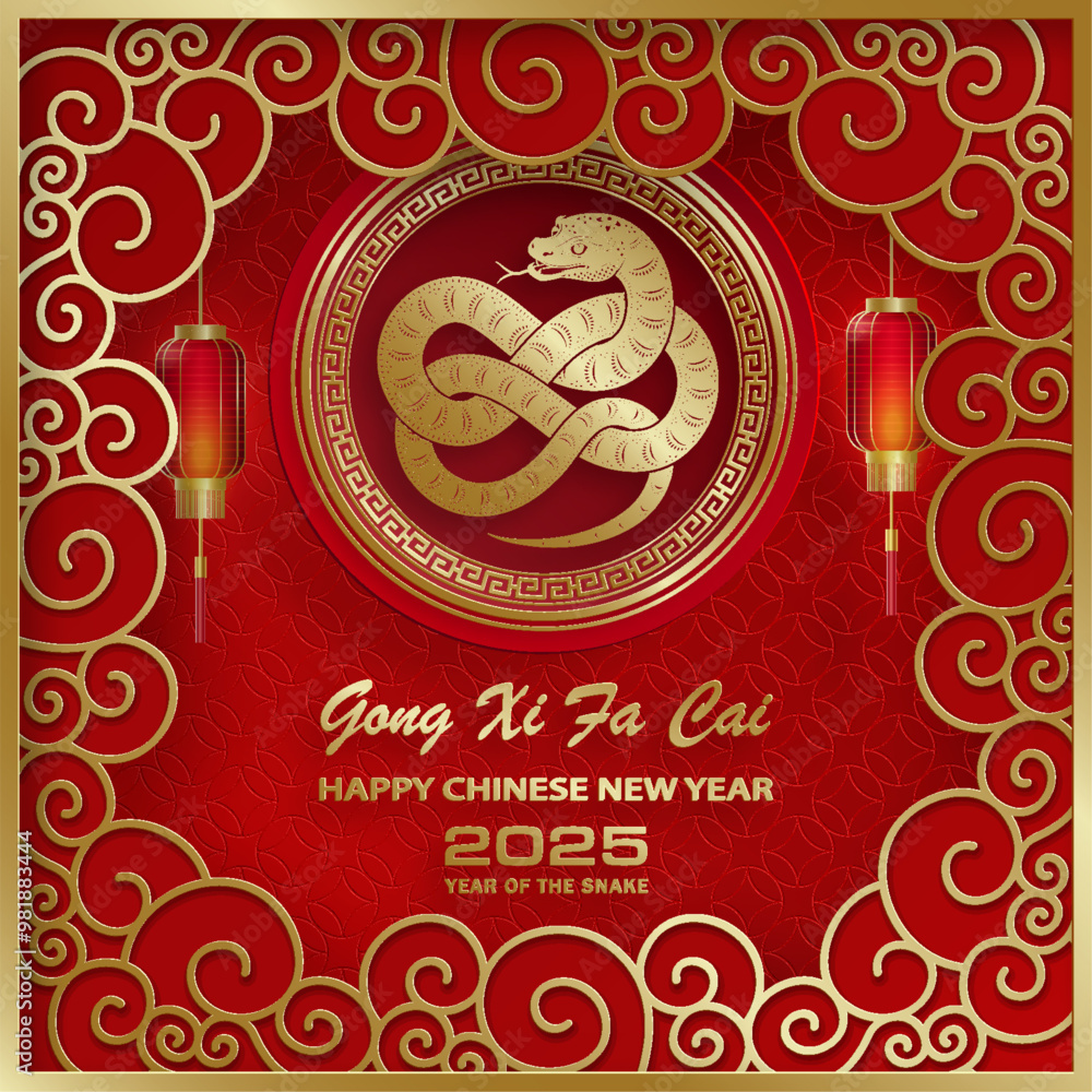 Happy Chinese new year 2025 Zodiac sign, year of the Snake Happy Chinese new year 2025 Zodiac sign, year of the Snake