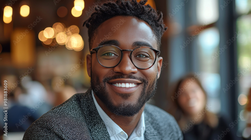 Smiling man in glasses at cafe Smiling man in glasses at cafe