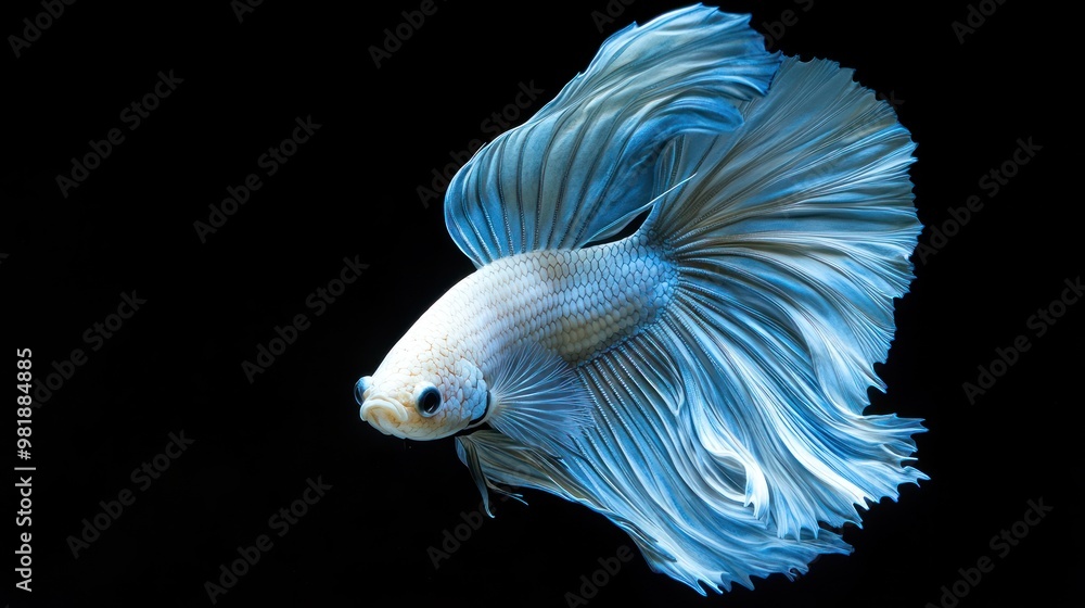 Blue Betta Fish with Flowing Fins Blue Betta Fish with Flowing Fins