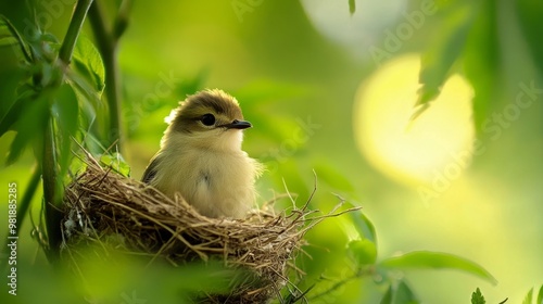 Eurasian Penduline Tit (Remiz pendulinus). photo