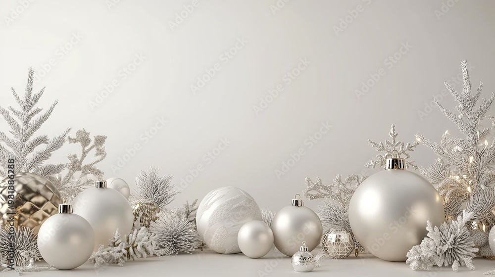 Christmas white background with Christmas balls and decoration Christmas white background with Christmas balls and decoration