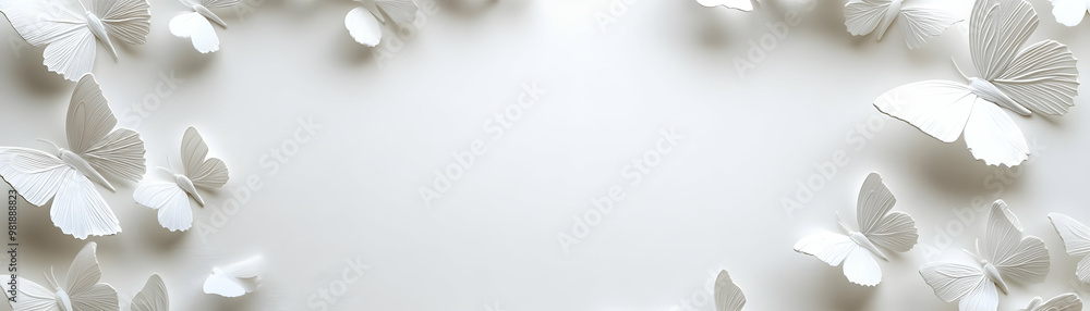 White Butterfly Outline Frame Concept: Medium Shot of Gentle Flight Symbolizing Transformation and Hope for Janeiro Branco - Isolated on White Background for Positive Change Messaging White Butterfly Outline Frame Concept: Medium Shot of Gentle Flight Symbolizing Transformation and Hope for Janeiro Branco - Isolated on White Background for Positive Change Messaging
