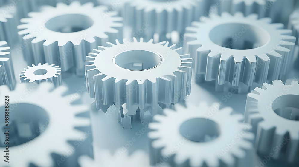 3D Vote Count Mechanism: Interlocking Gears Concept Close-Up, Isolated on White Background for Tallying Information 3D Vote Count Mechanism: Interlocking Gears Concept Close-Up, Isolated on White Background for Tallying Information