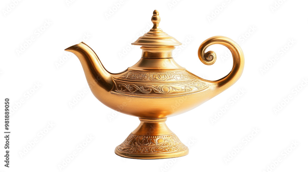 gold Arabian genie lamp on a white transparent background gold Arabian genie lamp on a white transparent background