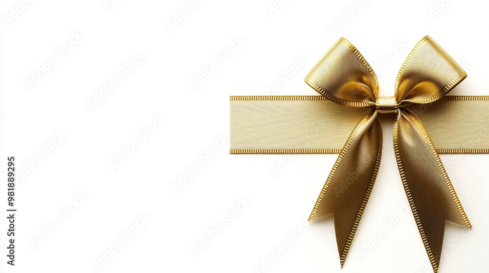 Gold Satin Ribbon Bow Isolated on White Background Gold Satin Ribbon Bow Isolated on White Background