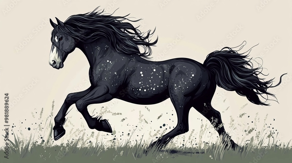Horse illustration with bounce, EPS vector in portfolio. Horse illustration with bounce, EPS vector in portfolio.