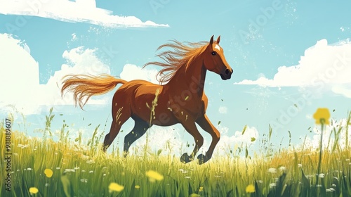 Springy horse image, EPS vector format available in portfolio. photo