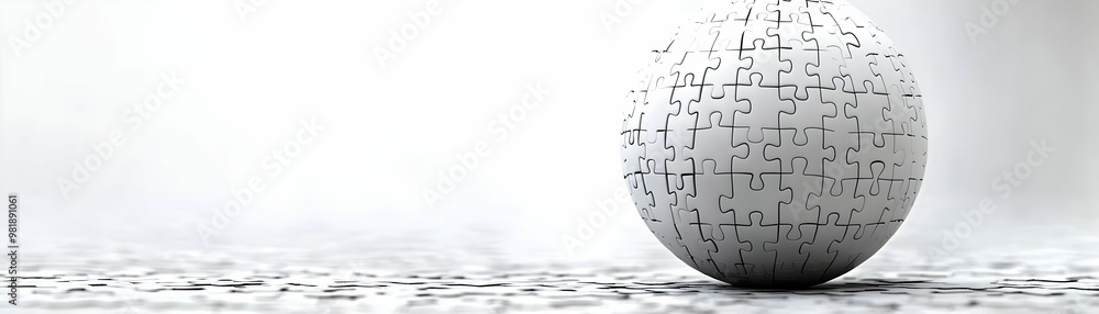Floating White Jigsaw Globe Concept: Close-Up of a Self-Assembling White Puzzle Globe for Global Mental Health Awareness on Isolated White Background Floating White Jigsaw Globe Concept: Close-Up of a Self-Assembling White Puzzle Globe for Global Mental Health Awareness on Isolated White Background