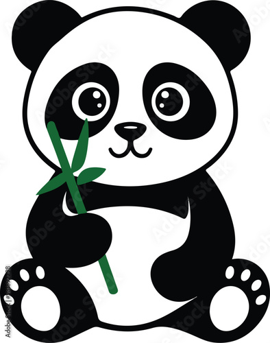 panda with bamboo leaves, panda icon, panda logo, panda drawing, panda vector photo