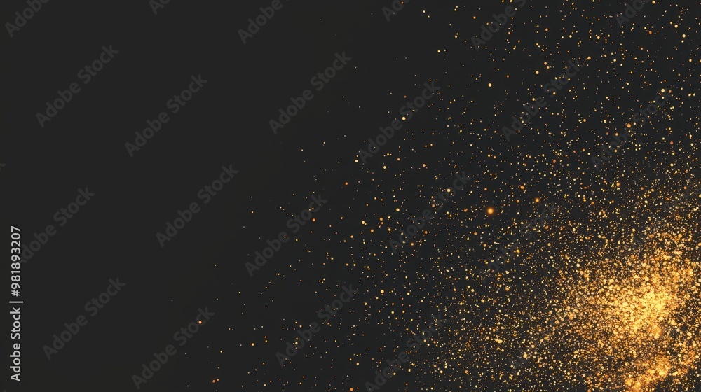 Fototapeta premium Golden Glitter Overlay on Black Background