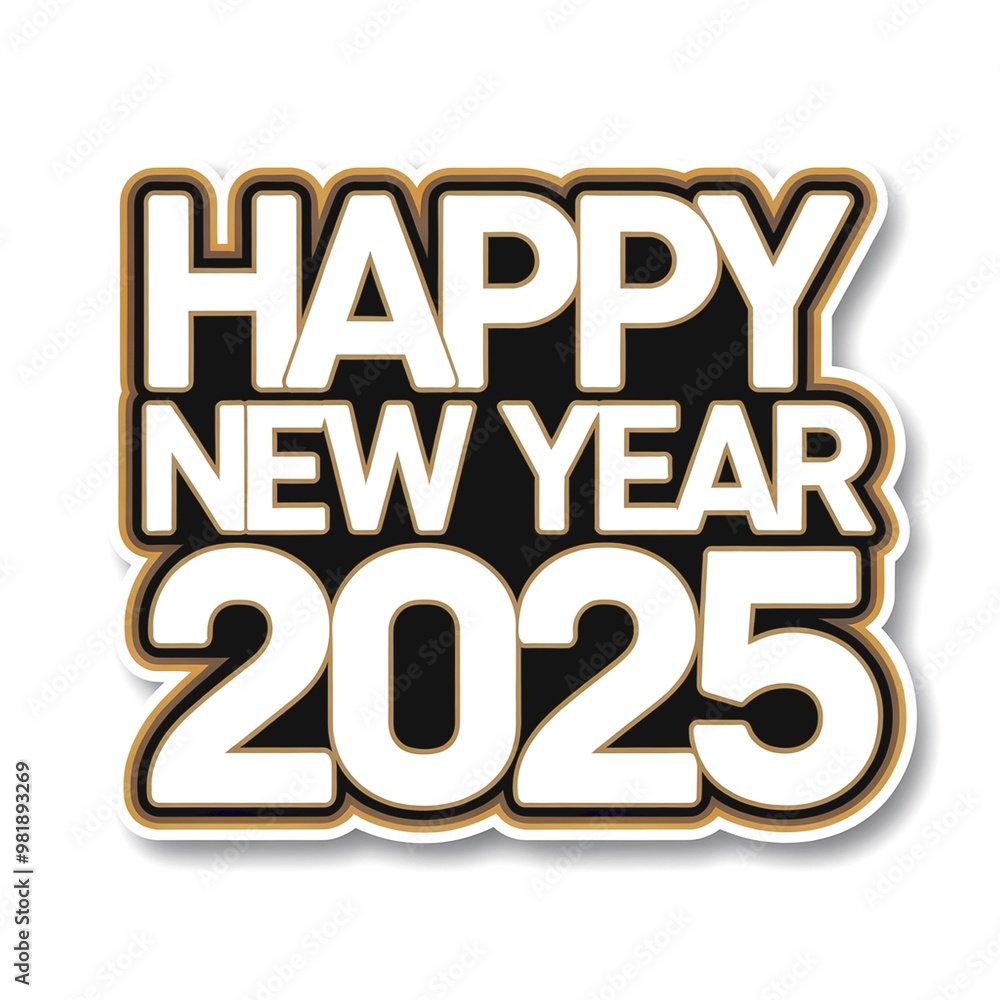 Naklejka premium HAPPY NEW YEAR 2025 DESIGN