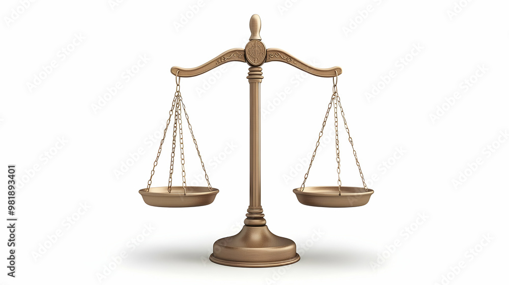 3D Democracy Scale with Check and Balance Weights - Vector Icon Balancing Government Branches, Rotating Camera Reveal, Isolated on White Background for Constitutional Information