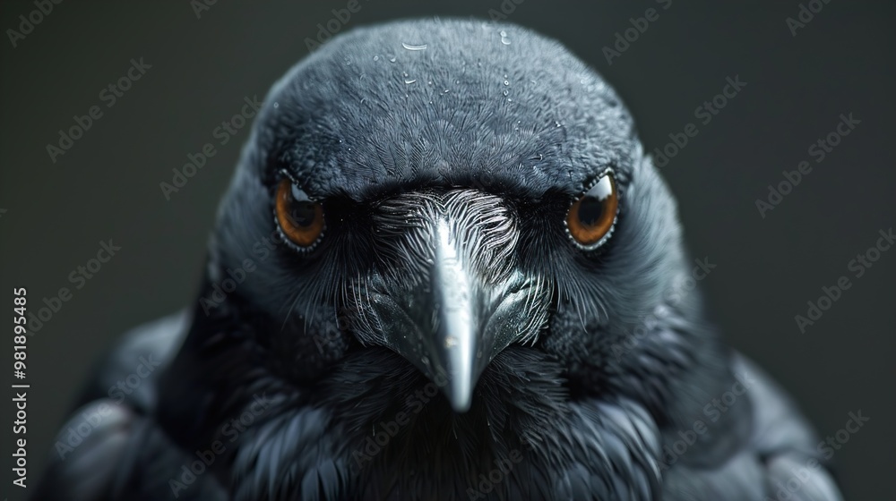 Intense Gaze of a Raven: A Close-Up Portrait Intense Gaze of a Raven: A Close-Up Portrait
