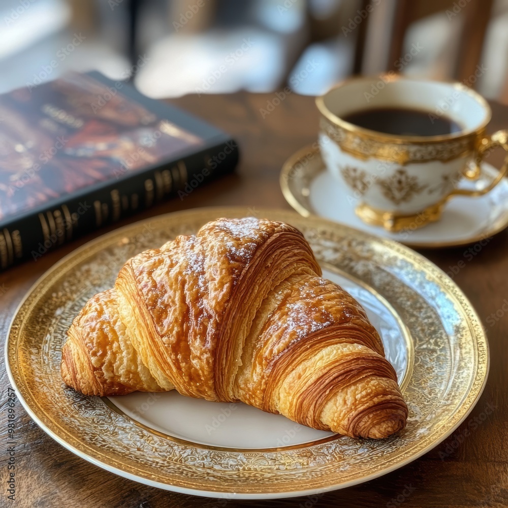 Golden Croissant on a Plate Golden Croissant on a Plate