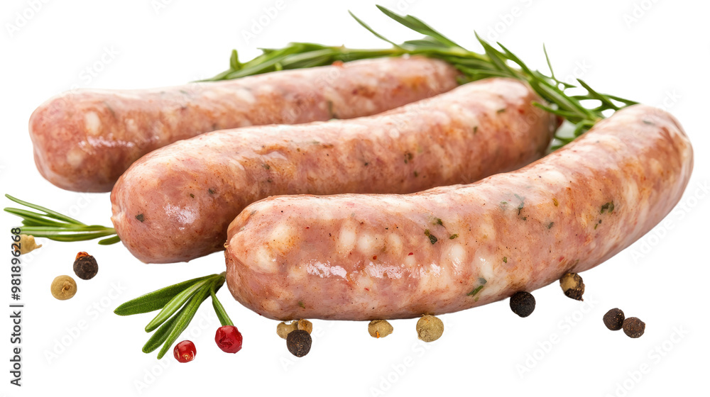 fresh sausages on a white transparent background fresh sausages on a white transparent background