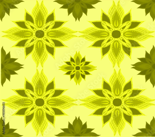 seamless pattern with flowers light green 