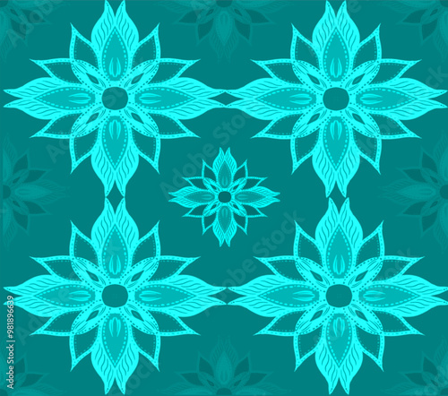 Blue sky flowers parttern  
